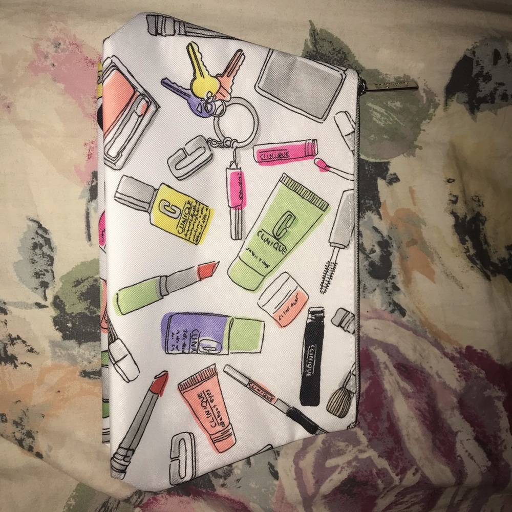 clinique white cosmetic bag
